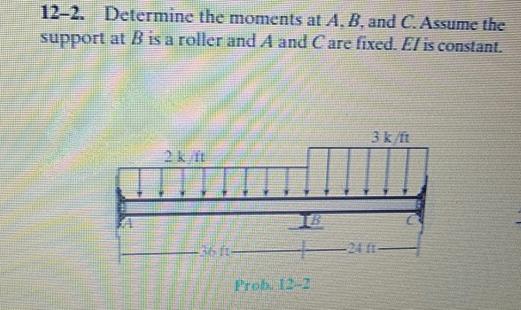 1 2 - 2 . Determine the moments at A , B , and C