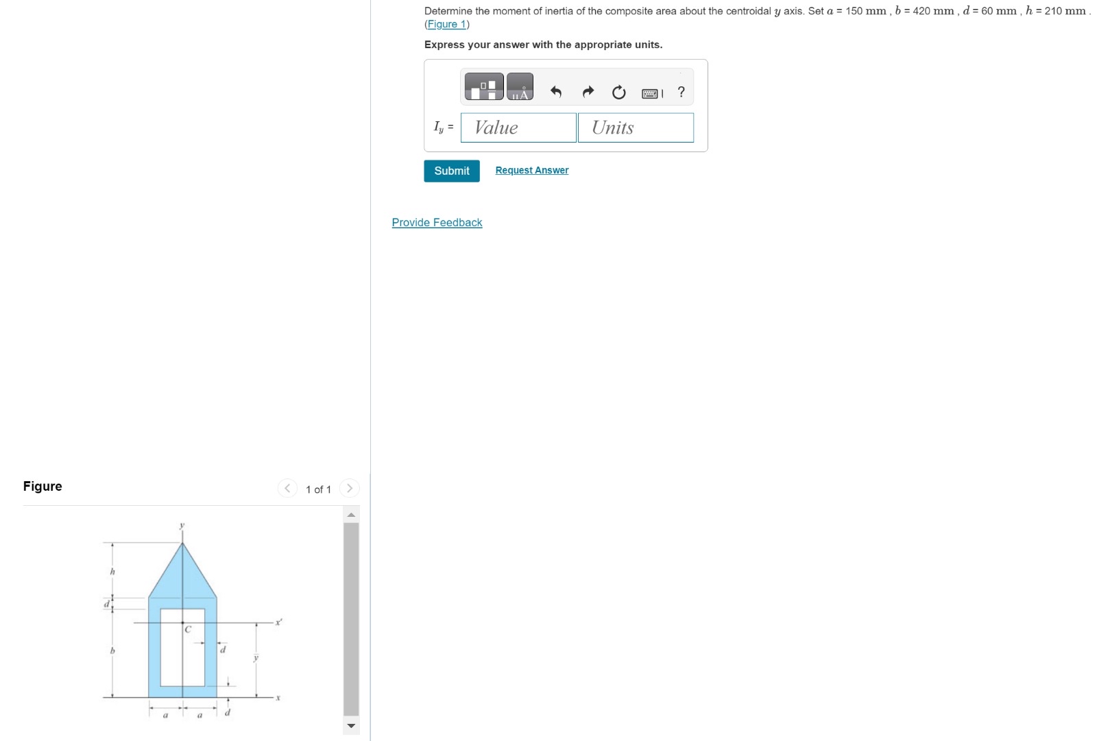 Determine the moment of inertia of the composite