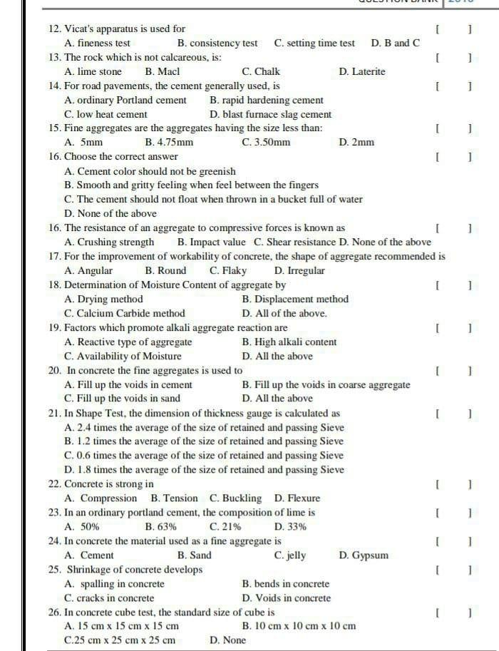 Vicat's apparatus is used for A . fineness test B
