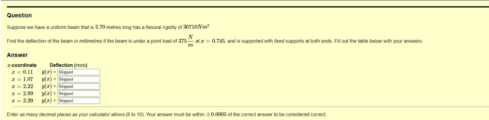 Question Suppose we have a uniform beam that is 3