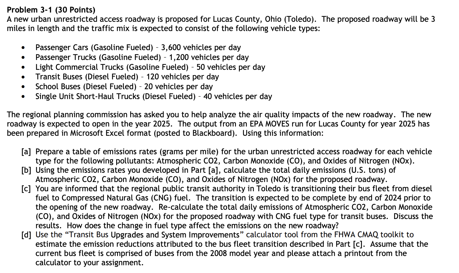Problem 3 - 1 ( 3 0 Points ) A new urban