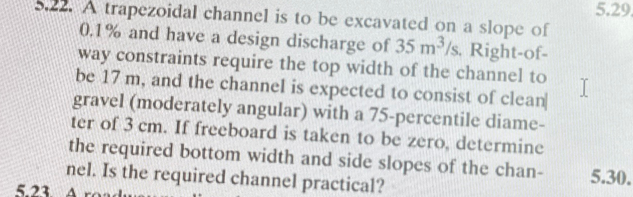 9 . 2 2 . A trapezoidal channel is to be