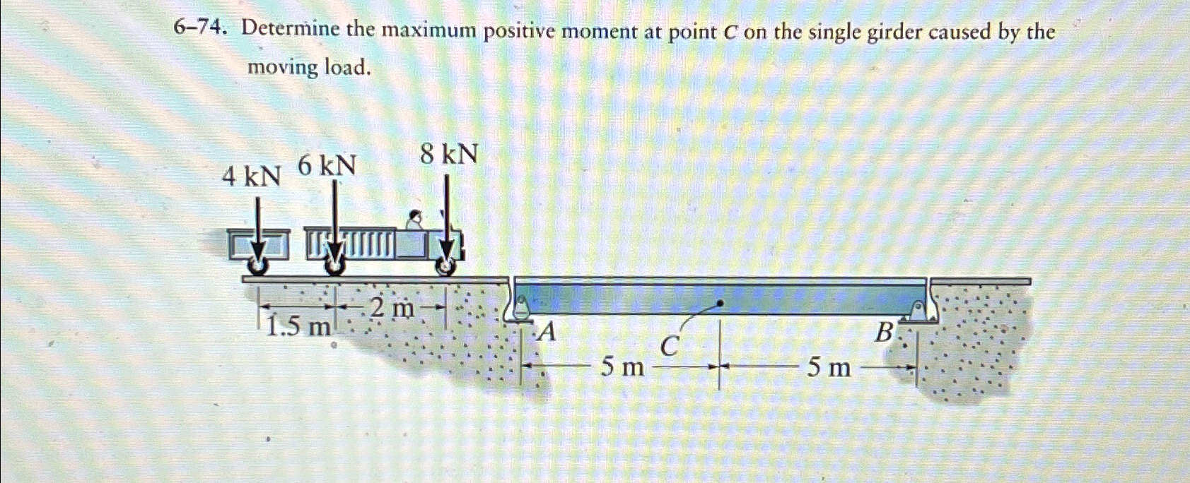 6 - 7 4 . Determine the maximum positive moment