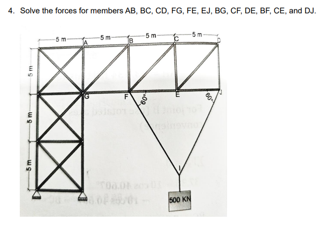 Solve the forces for members AB , BC , CD , FG ,