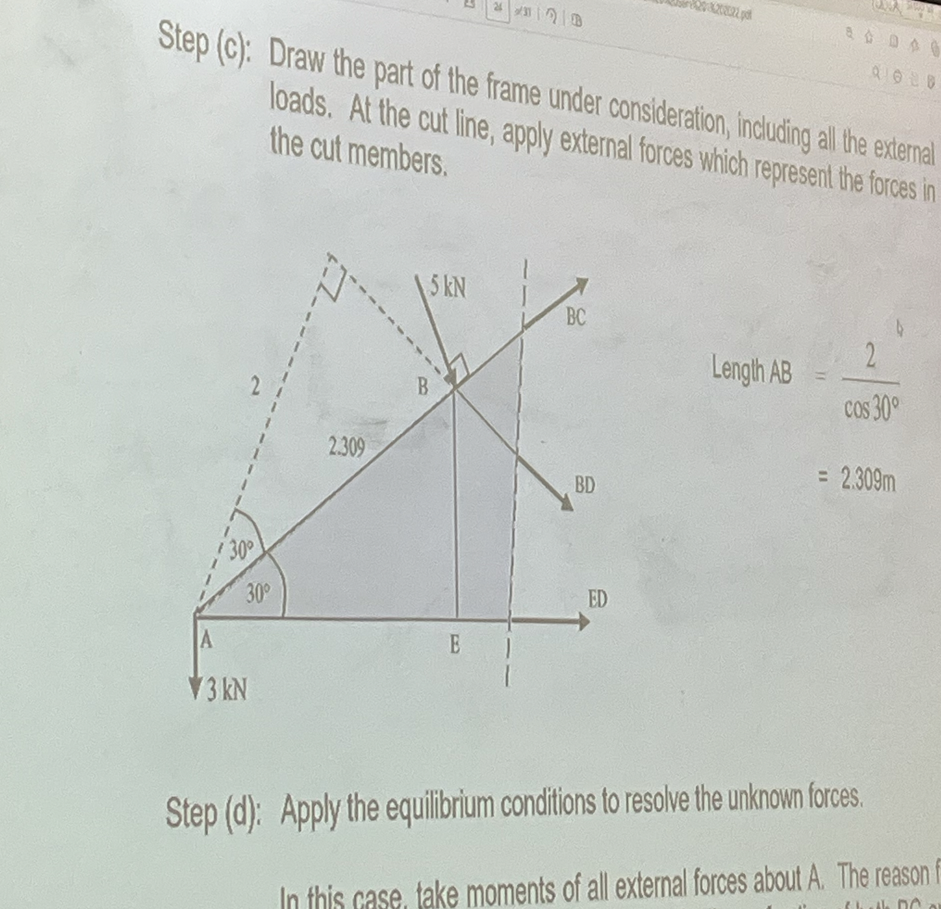 Step ( c ) : Draw the part of the frame under