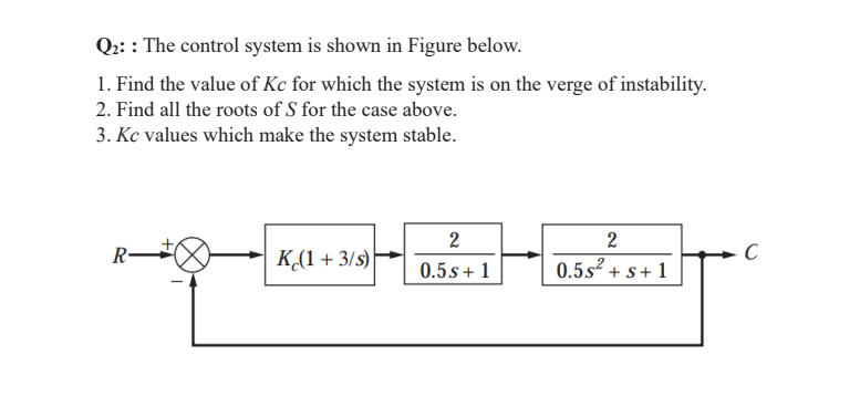 Q 2 : : The control system is shown in Figure