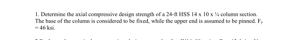 Determine the axial compressive design strength