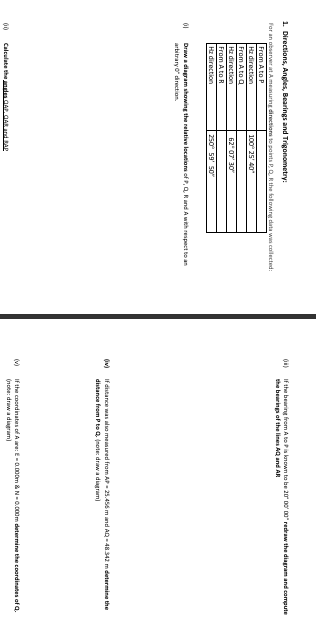 Directions, Angles, Bearings and Trigonometry: