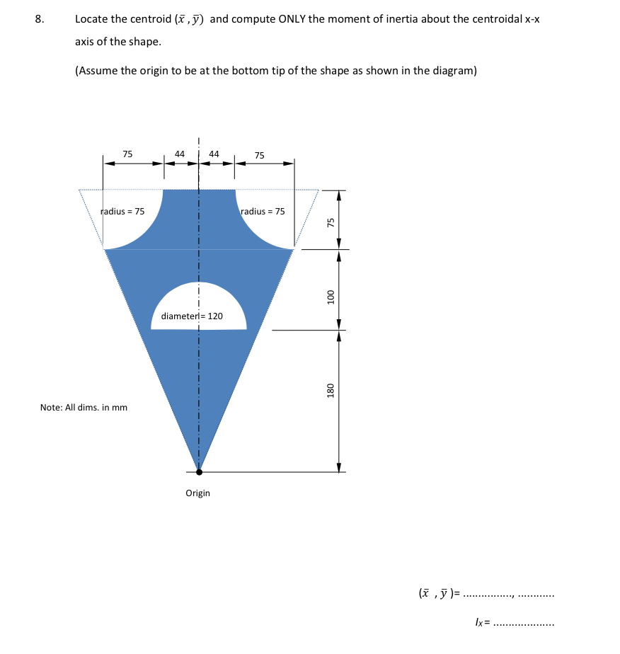 Locate the centroid ( x , b a r ( y ) ) and