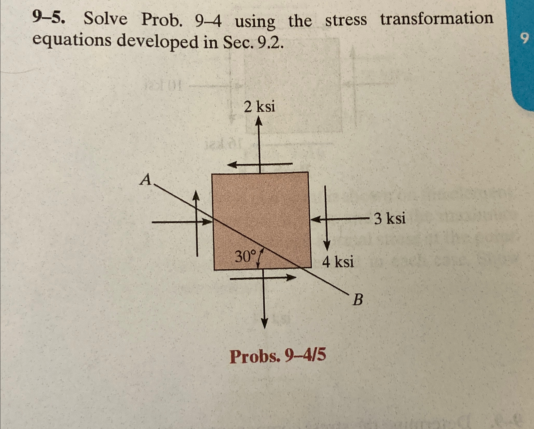 9 - 5 . Solve Prob. 9 - 4 using the stress