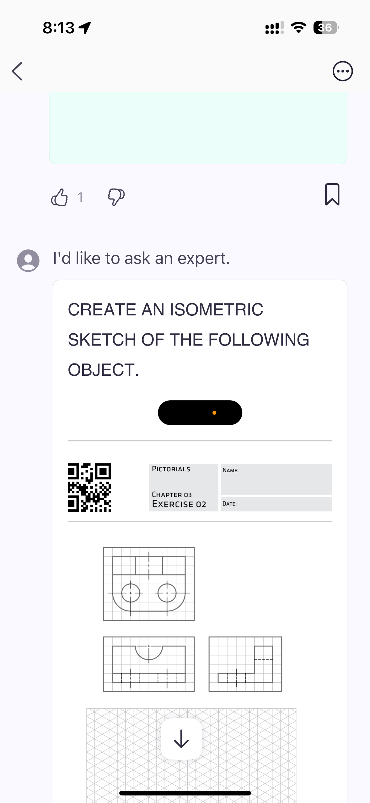 CREATE AN ISOMETRIC SKETCH OF THE FOLLOWING OBJECT