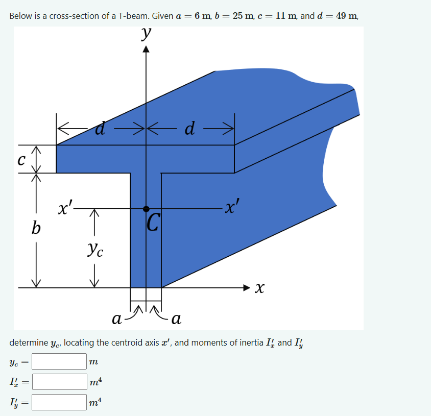 Below is a cross - section of a T - beam. Given a