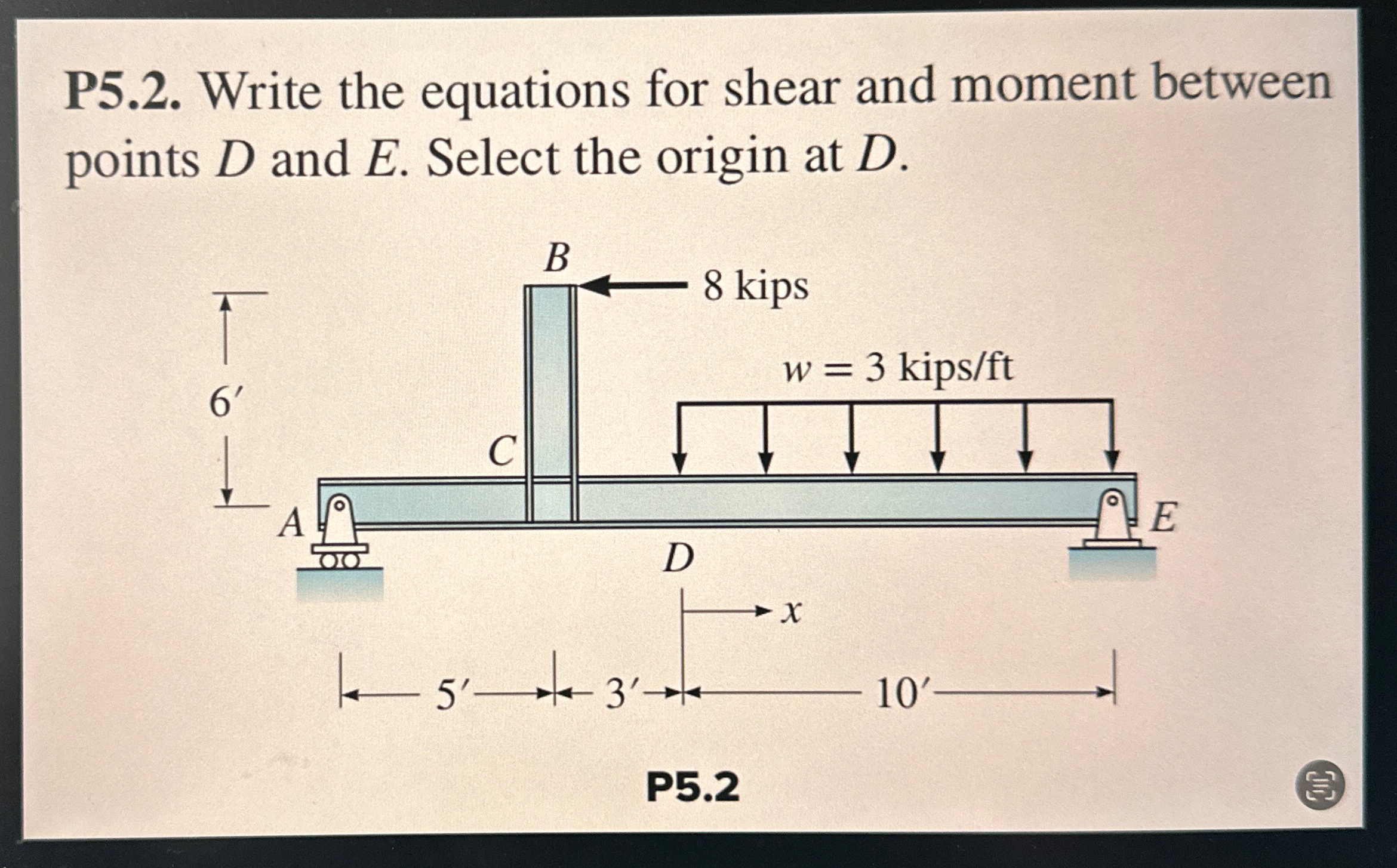 P 5 . 2 . Write the equations for shear and