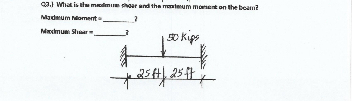 Q 3 . ) What is the maximum shear and the maximum