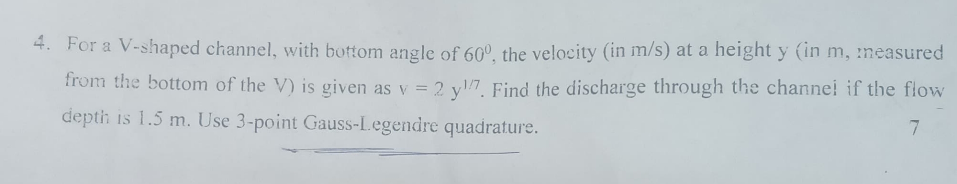 For a V - shaped channel, with buttom angle of 6