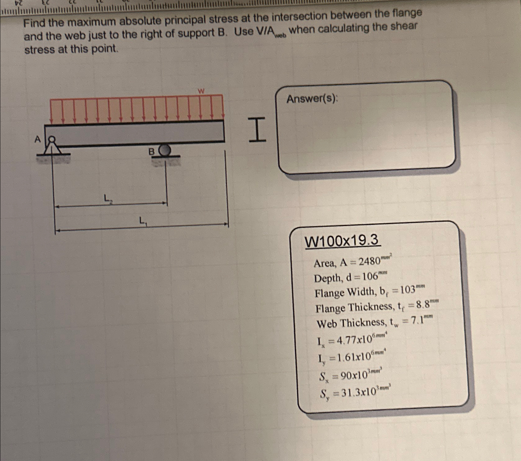 Find the maximum absolute principal stress at the
