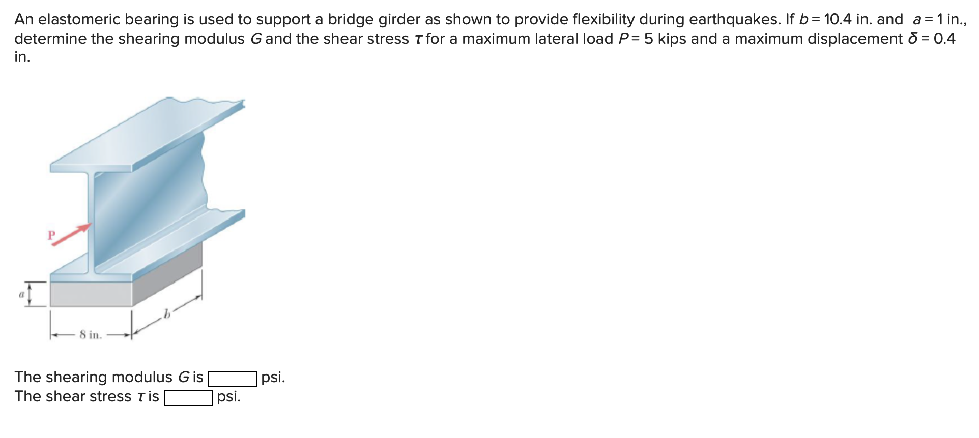 An elastomeric bearing is used to support a