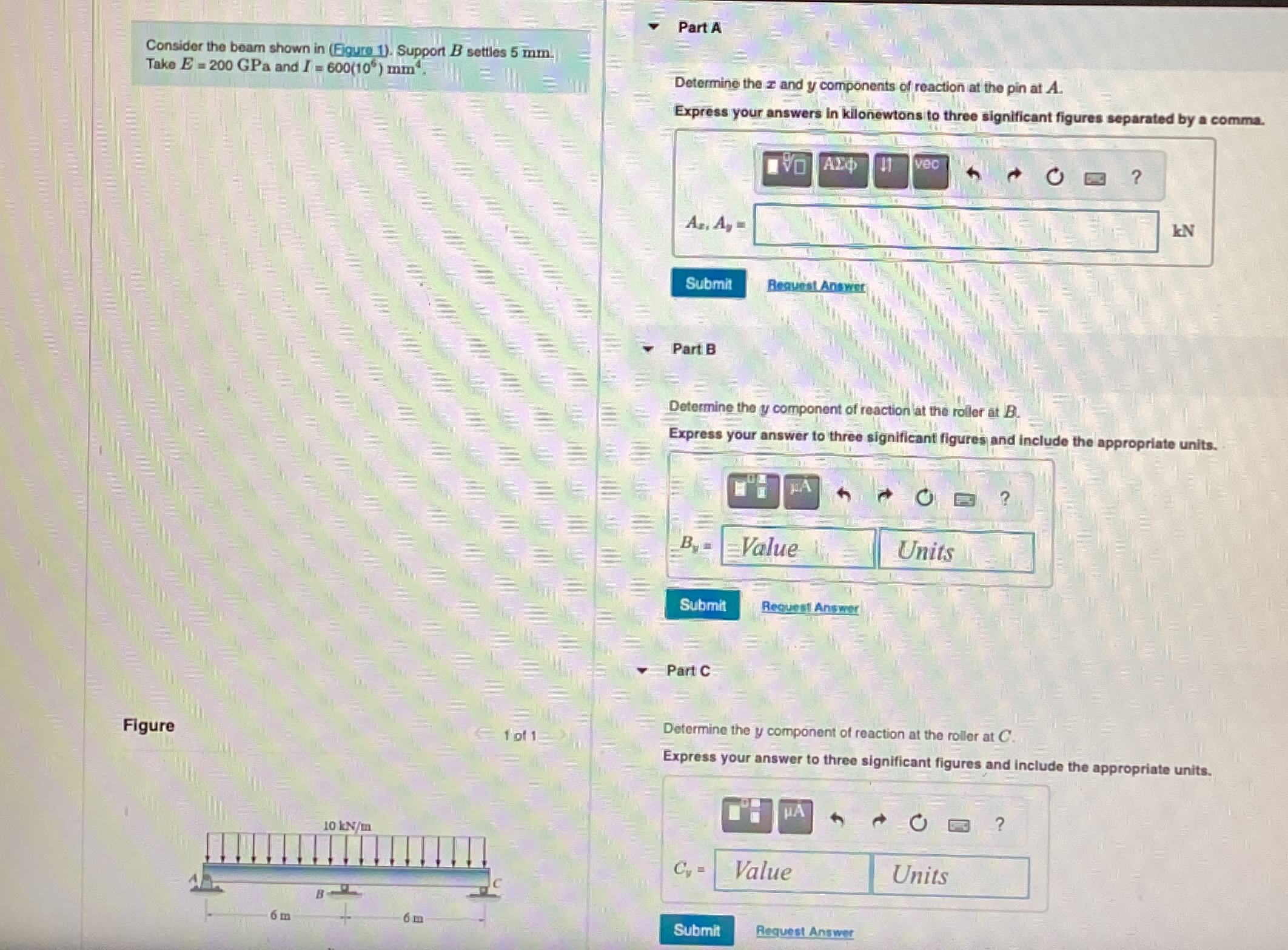 Consider the beam shown in ( Eigure 1 ) . Support