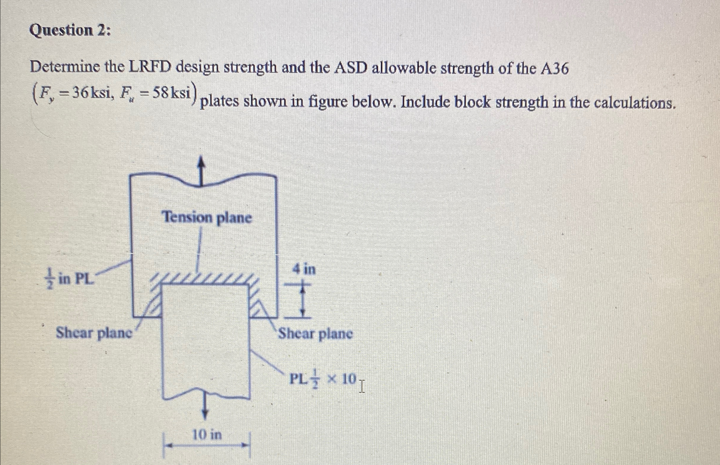 Question 2 : Determine the LRFD design strength