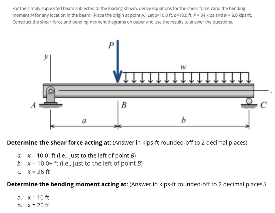 Determine the shear force acting at: ( Answer in