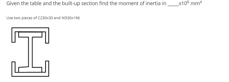 Given the table and the built - up section find