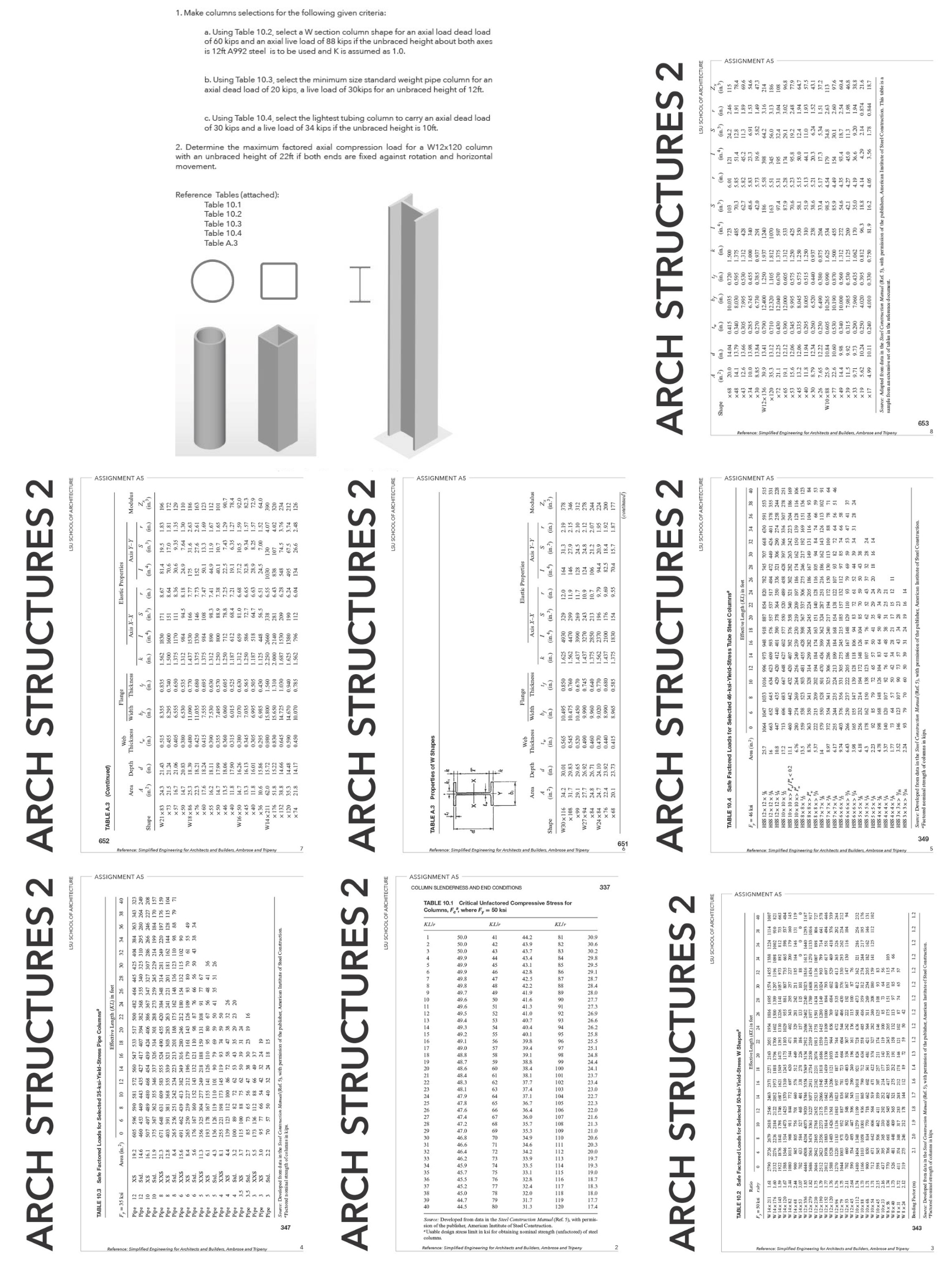1 . Make columns selections for the following