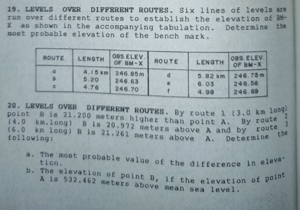 LEVELS OVER DIFFRRENT ROUTES. Six lines of levels