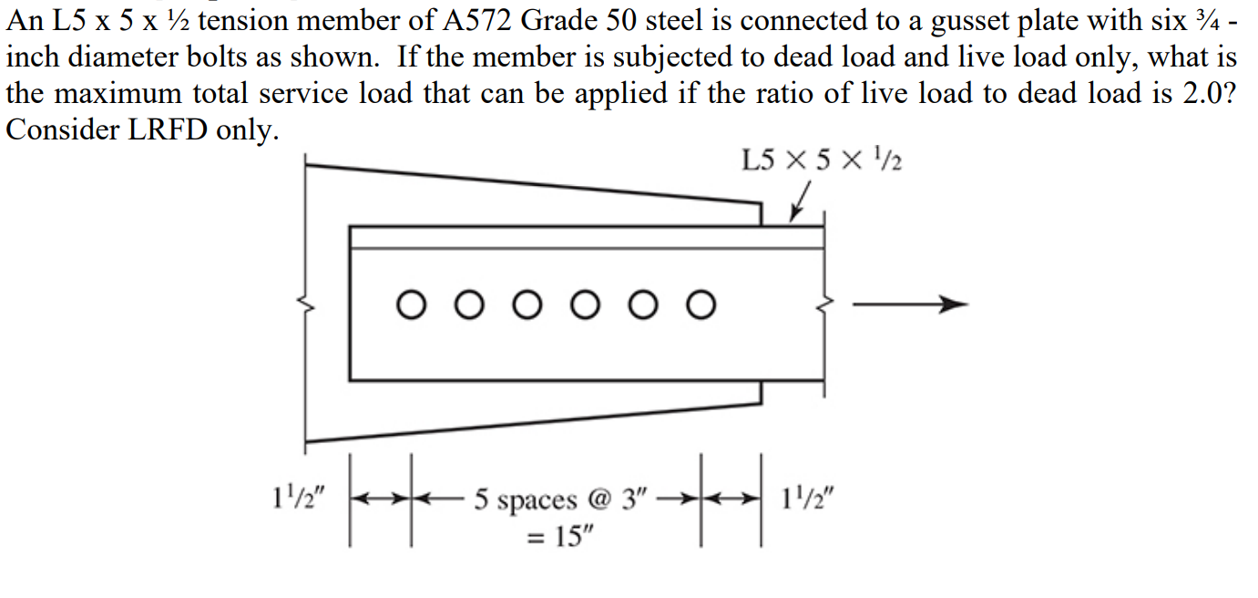 An L 5 x 5 x ( 1 ) / ( 2 ) tension member of A 5
