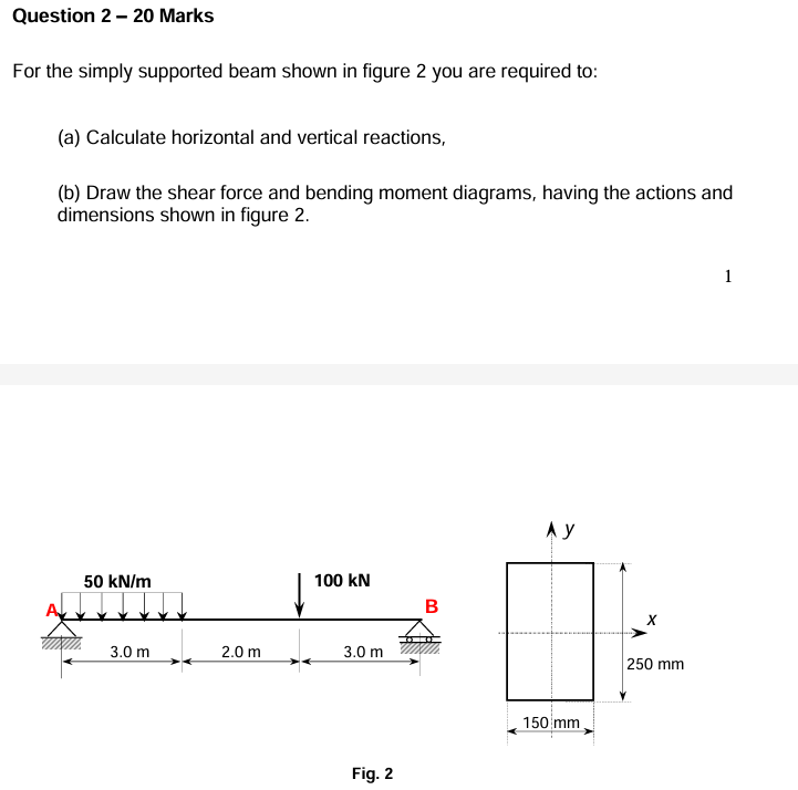 Question 2 - 2 0 Marks For the simply supported