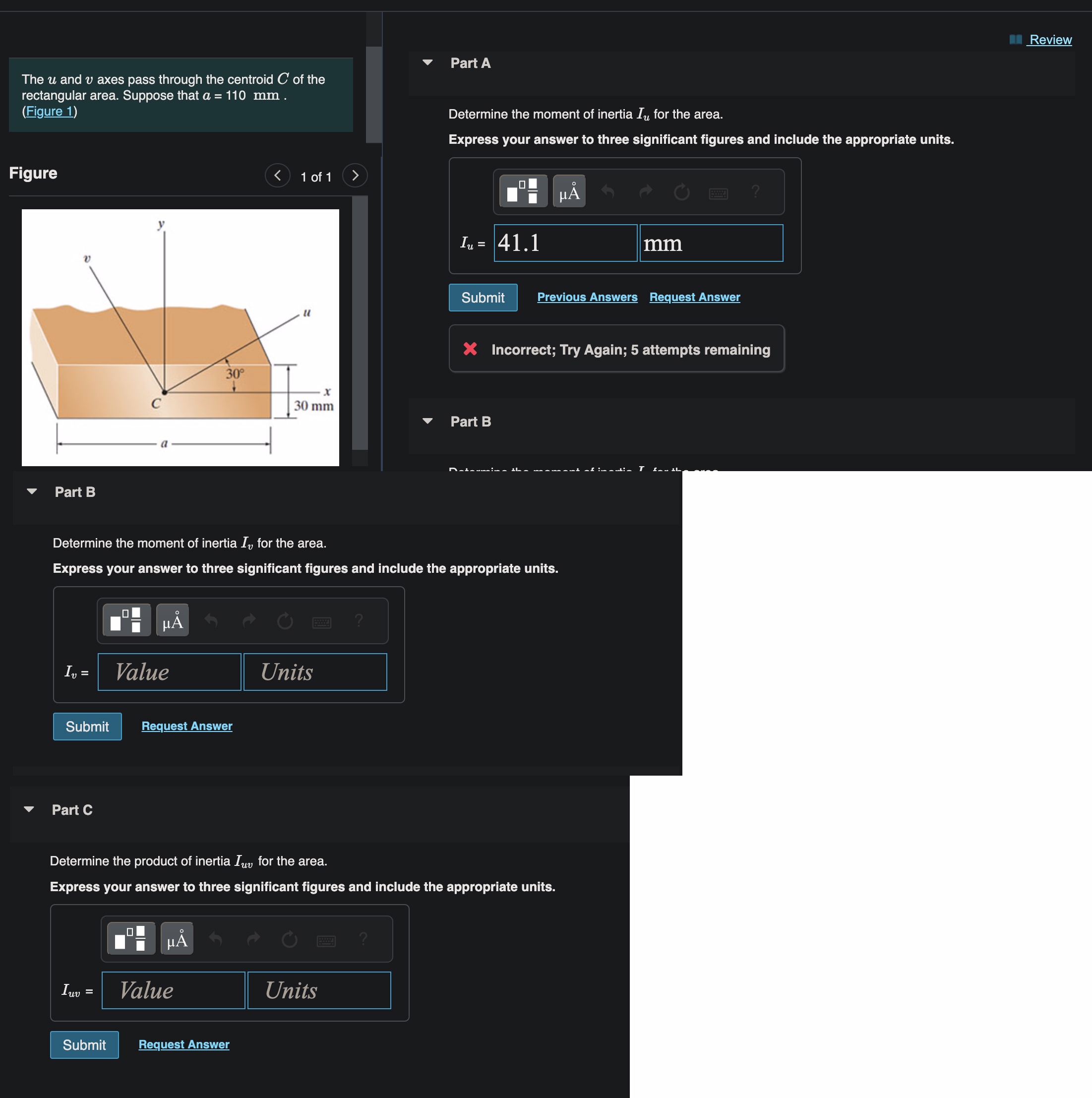 Part B Determine the moment of inertia I v for