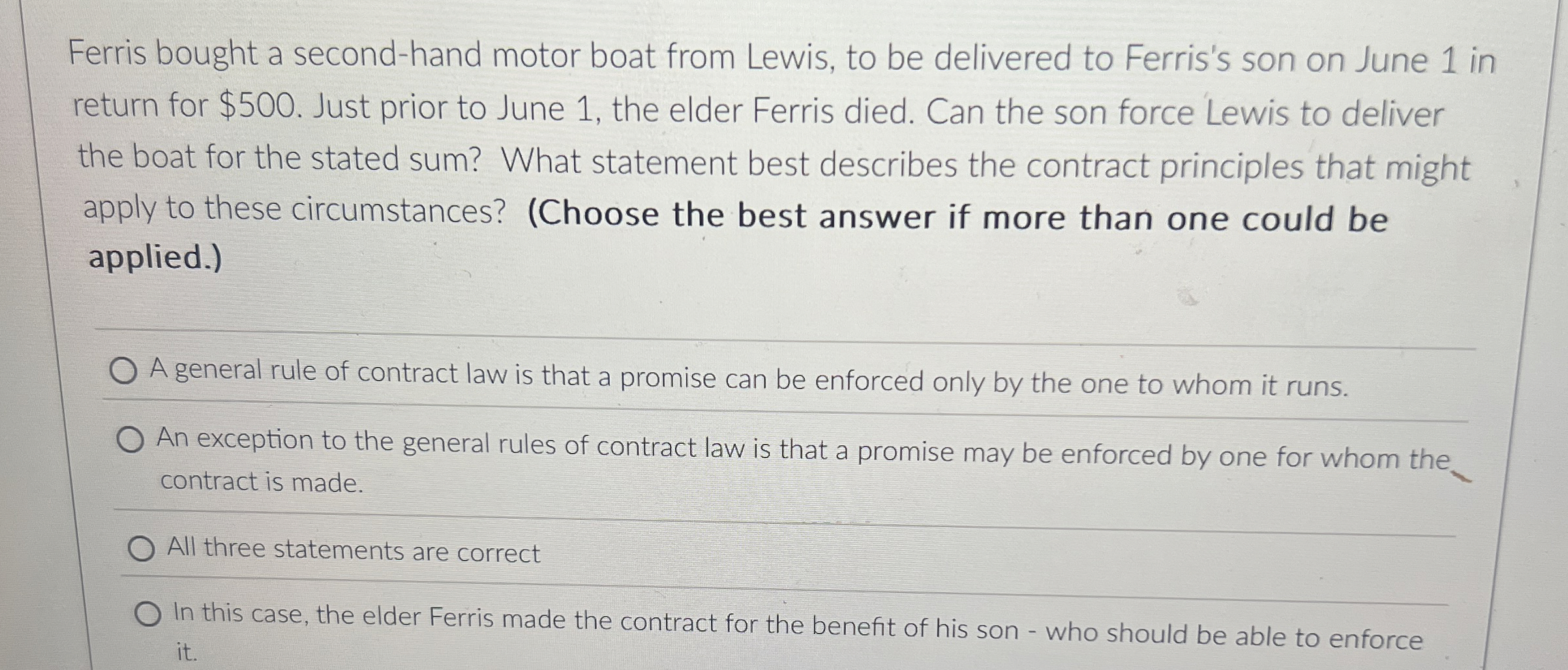 Ferris bought a second - hand motor boat from