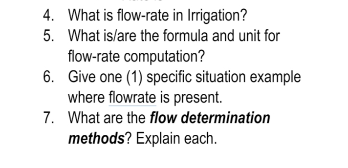 What is flow - rate in Irrigation? What is / are
