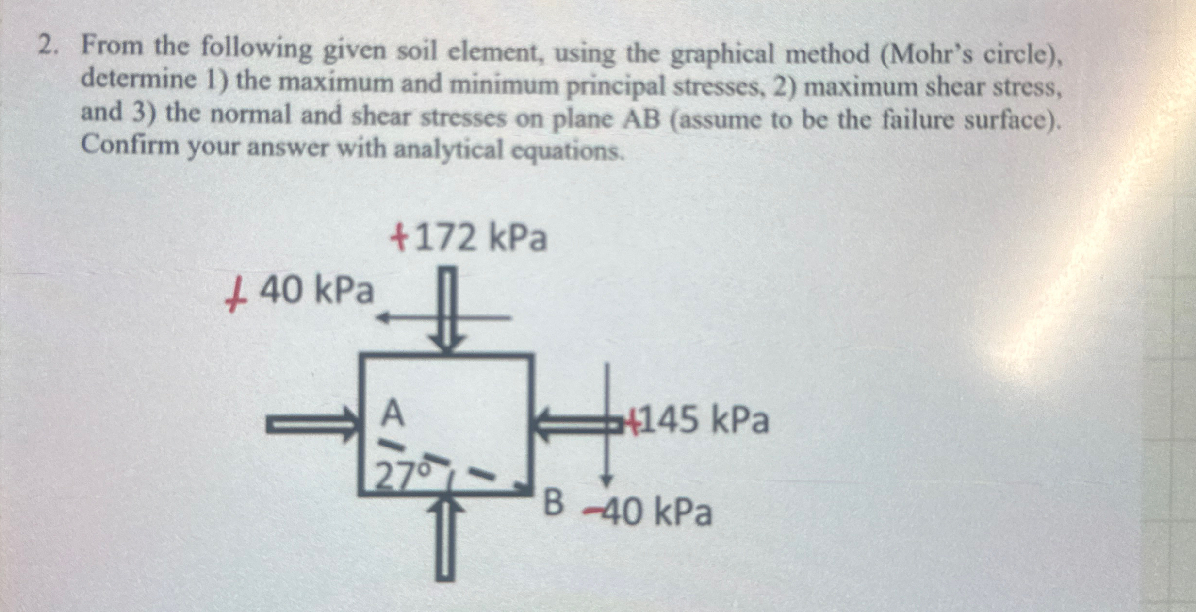 From the following given soil element, using the