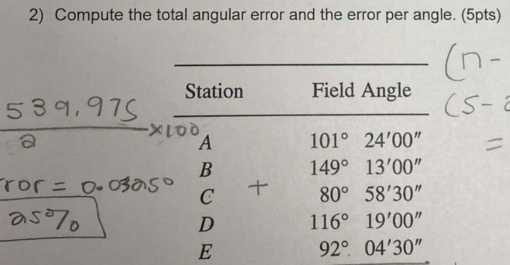 Compute the total angular error and the error per