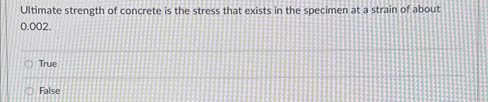 Ultimate strength of concrete is the stress that