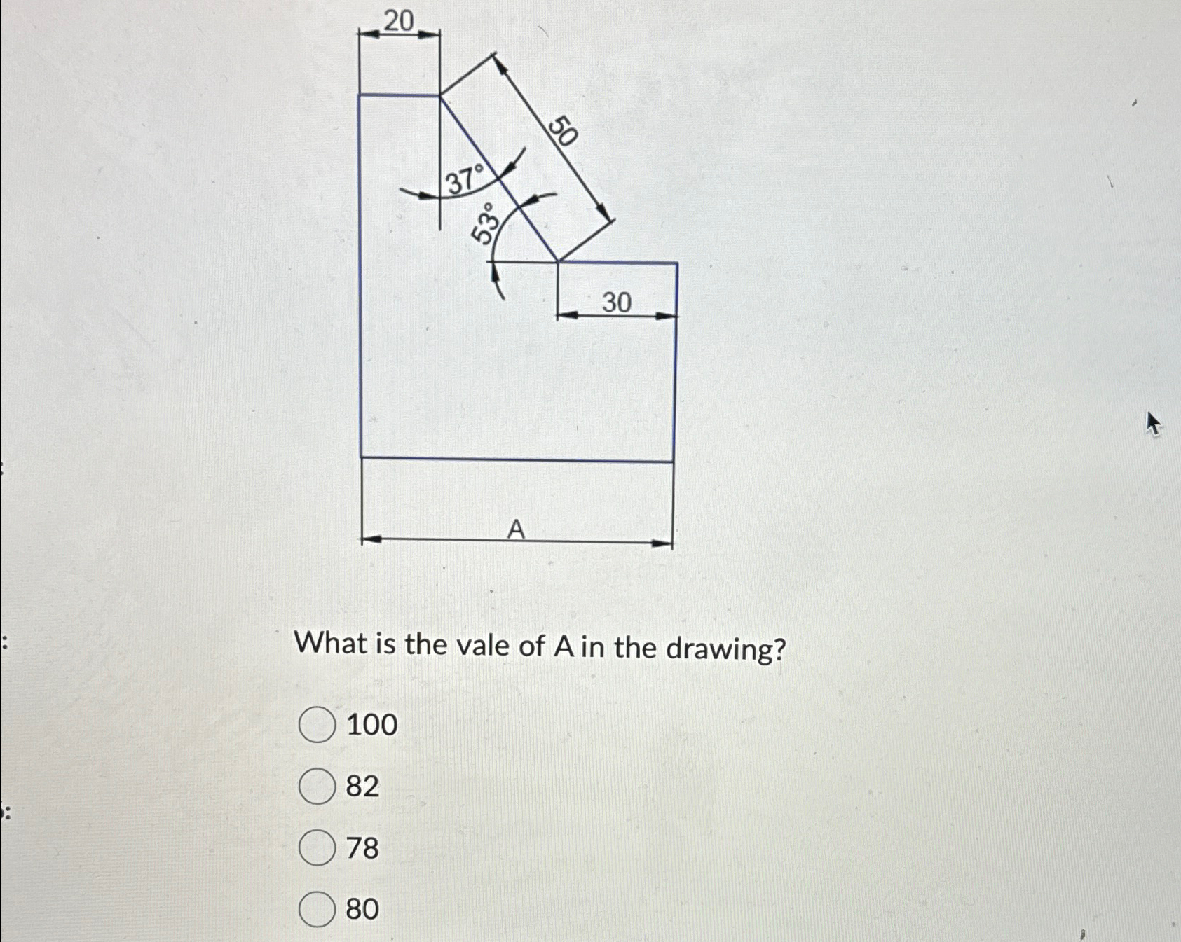 What is the vale of A in the drawing? 1 0 0 8 2 7