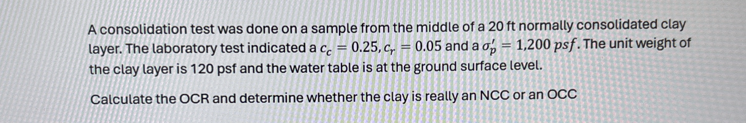 A consolidation test was done on a sample from