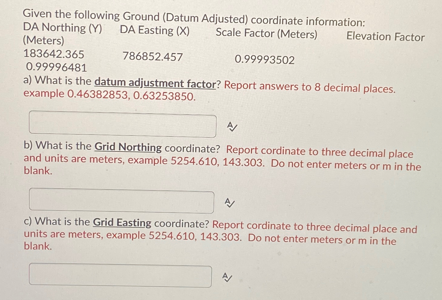 Given the following Ground ( Datum Adjusted )