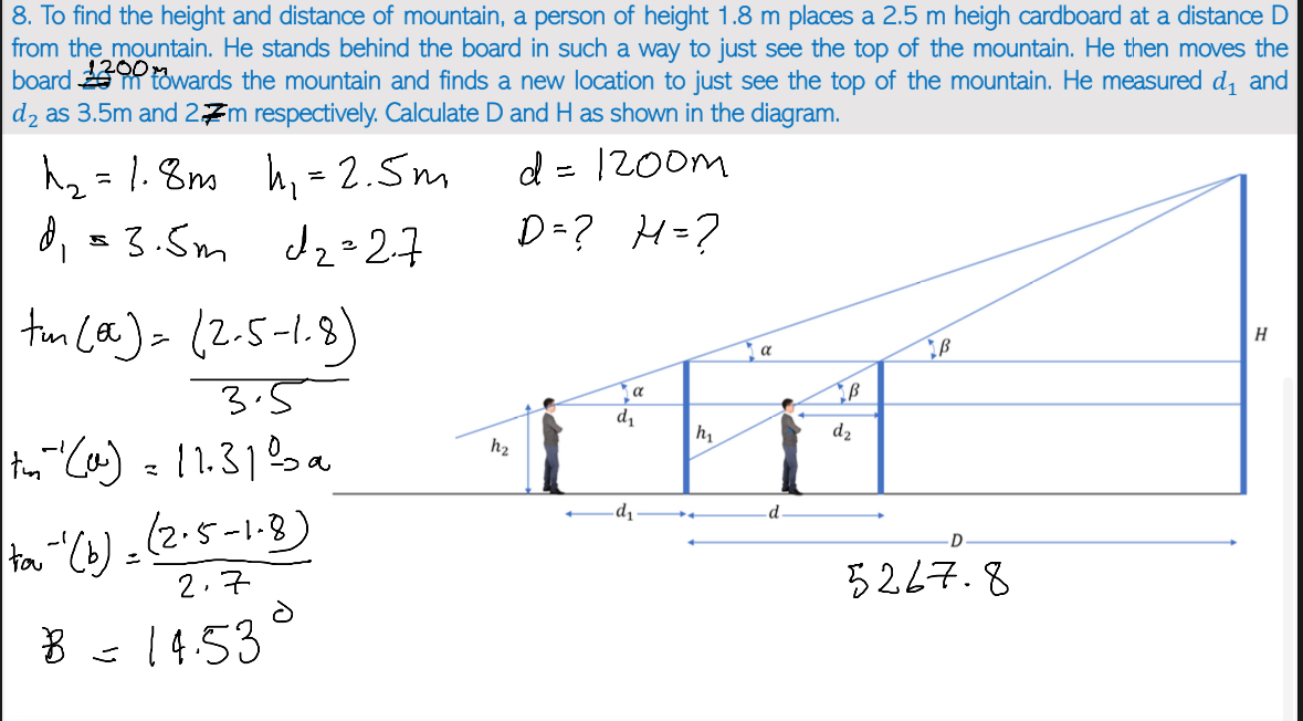 d 2 as 3 . 5 m and 2 m respectively. Calculate D