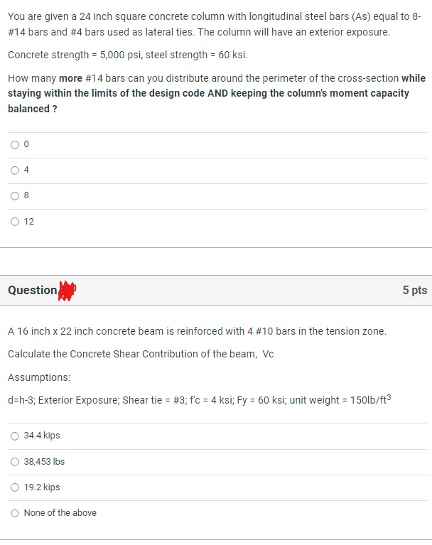 You are given a 2 4 inch square concrete column