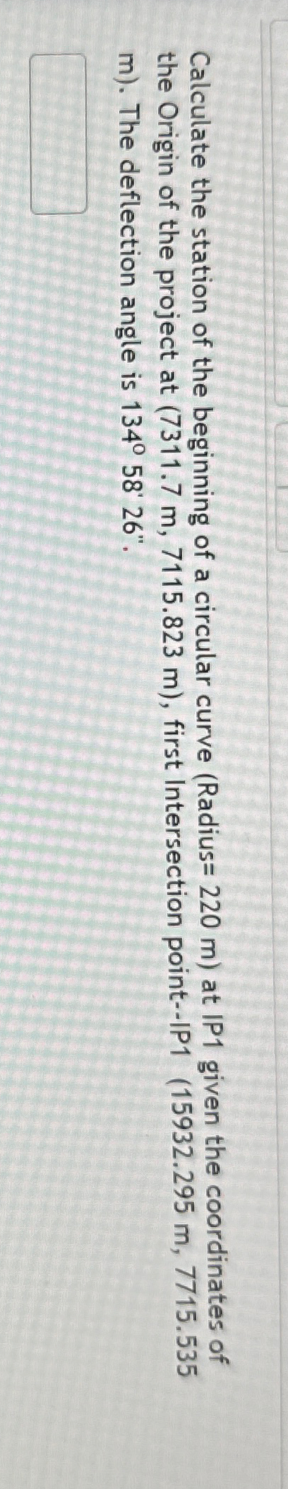Calculate the station of the beginning of a