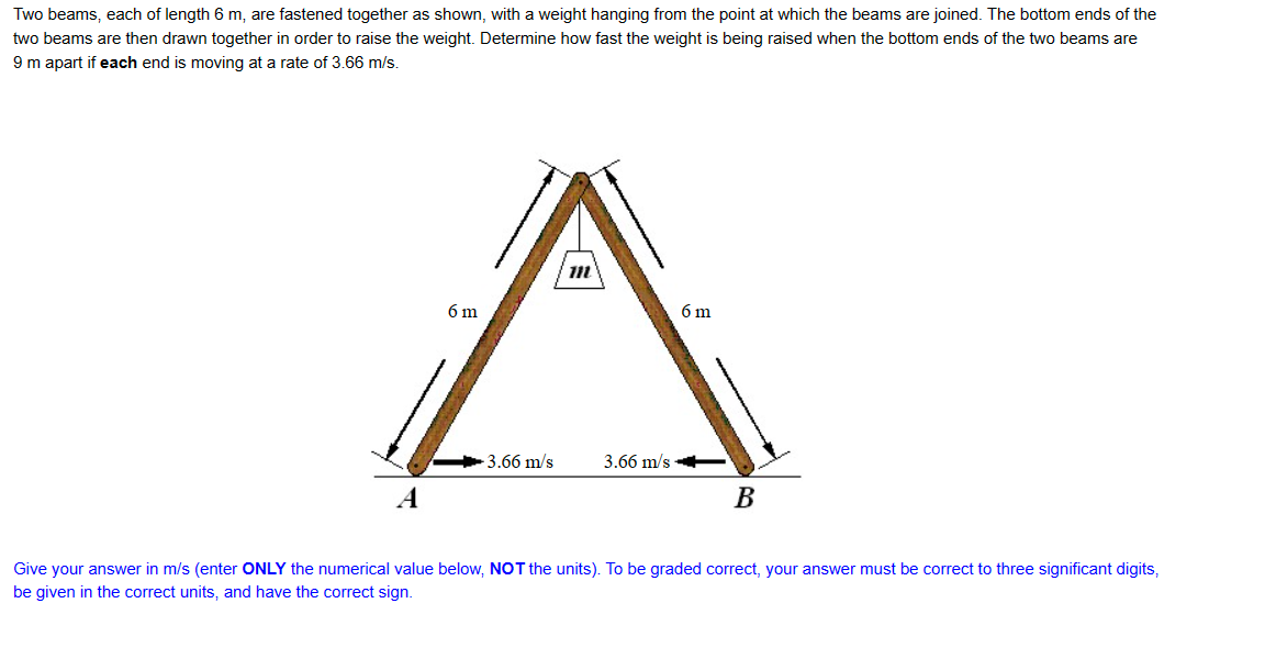 Two beams, each of length 6 m , are fastened