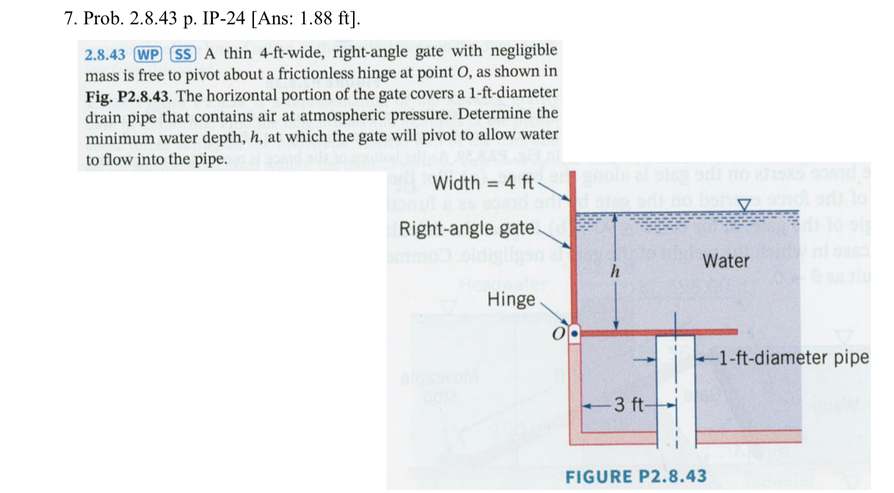 Prob. 2 . 8 . 4 3 p . IP - 2 4 [ Ans: 1 . 8 8 f t