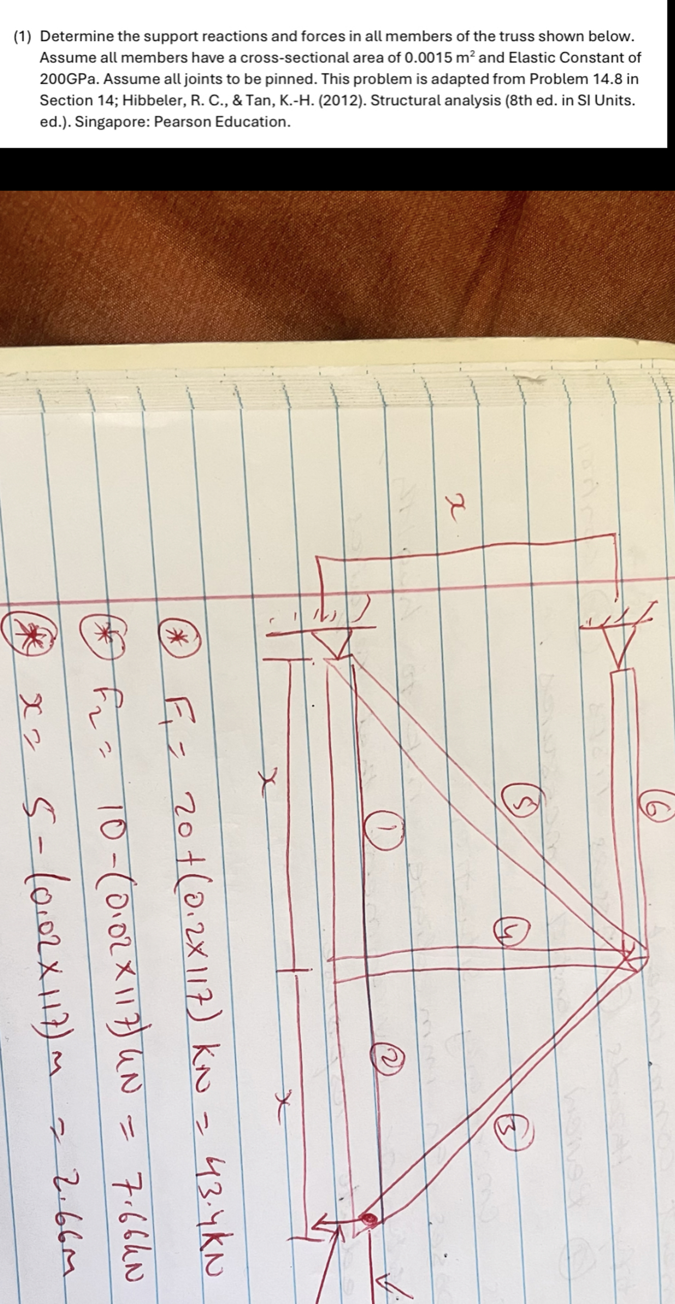 ( 1 ) Determine the support reactions and forces
