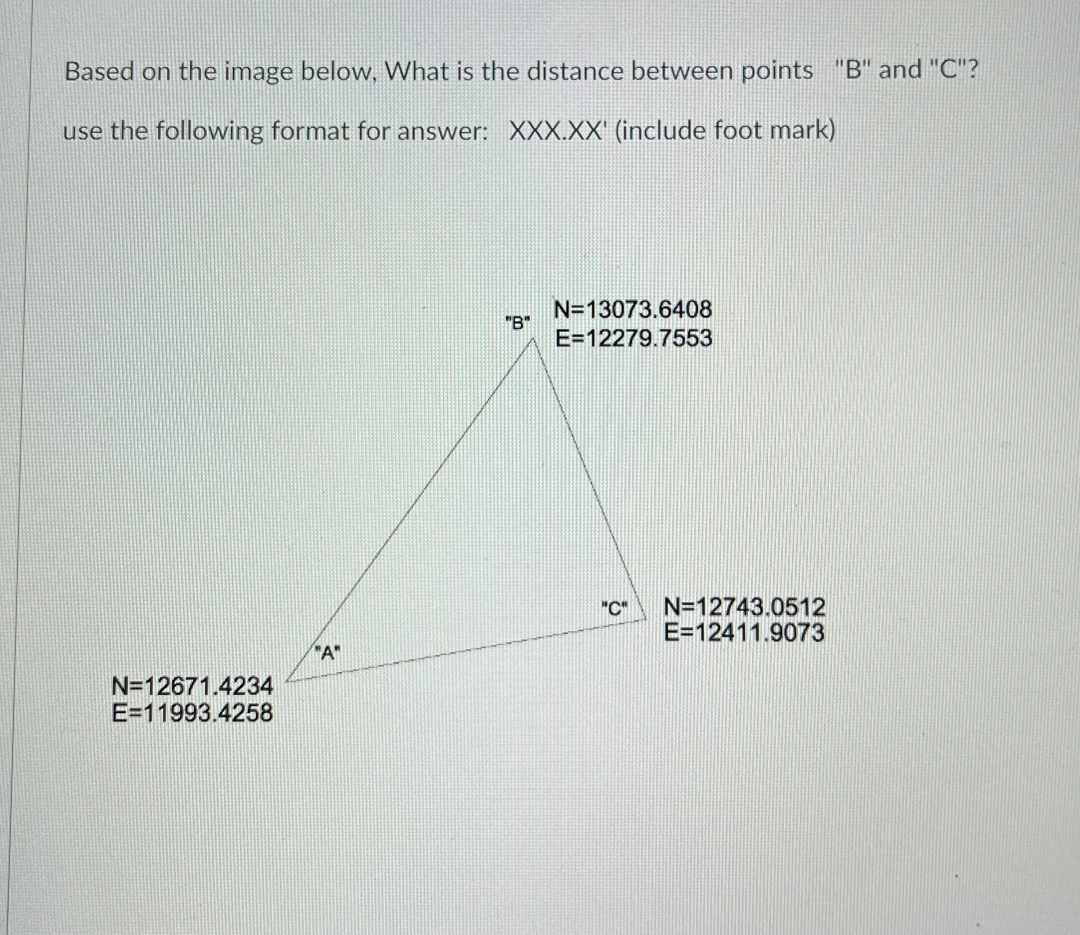  Based on the image below, What is the distance between points