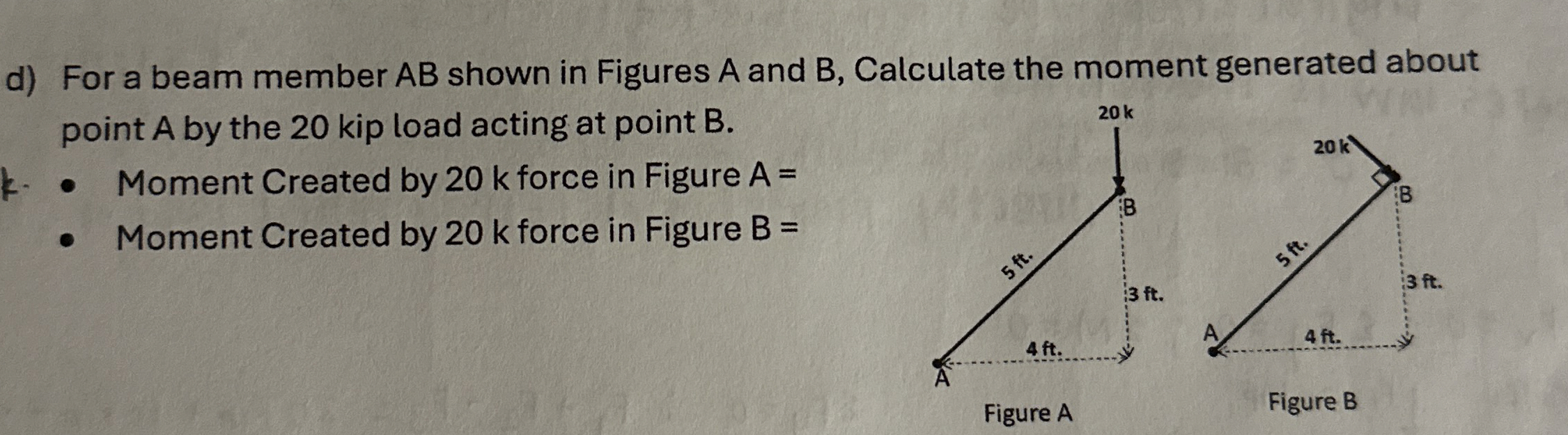 d ) For a beam member A B shown in Figures A and