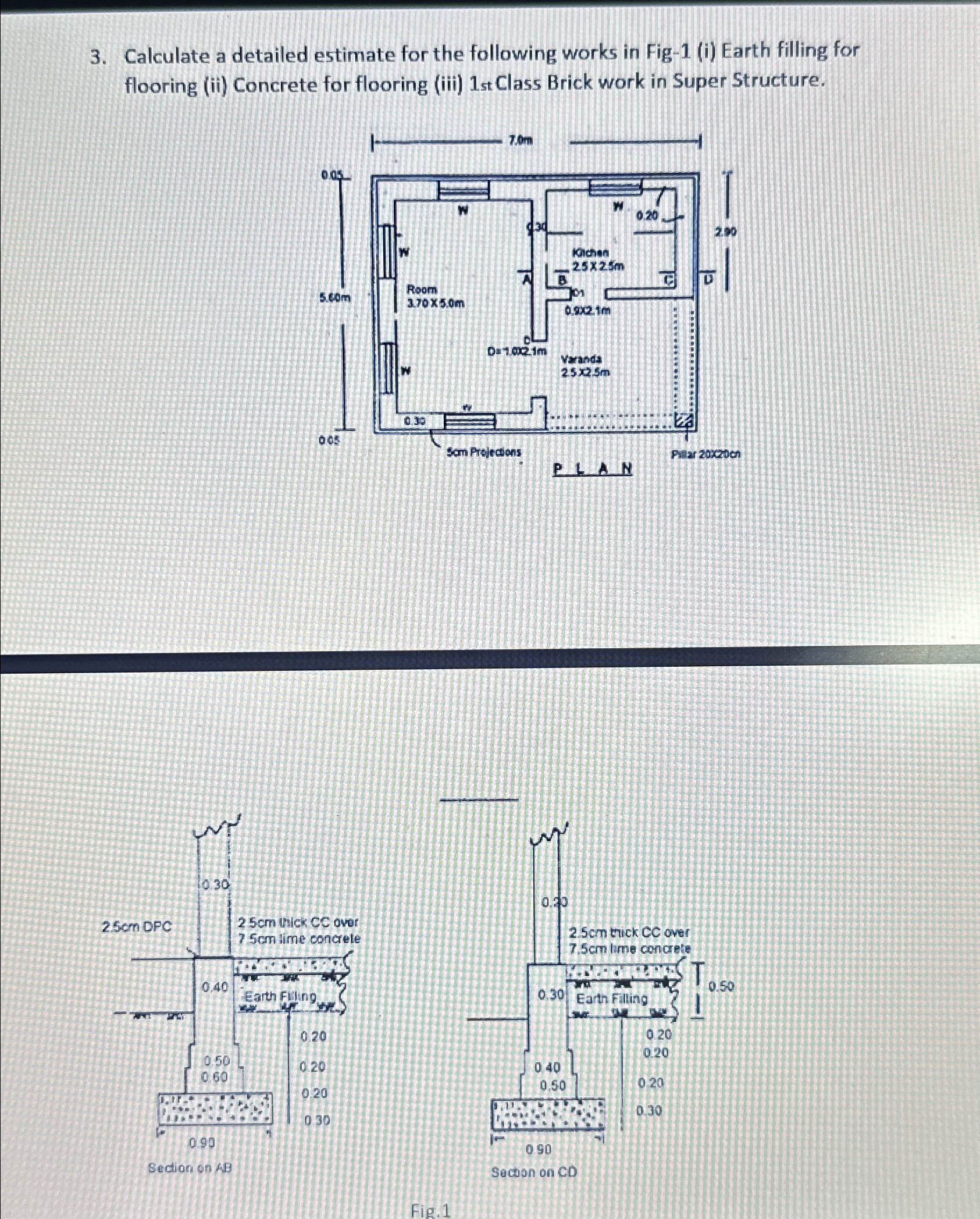 Calculate a detailed estimate for the following