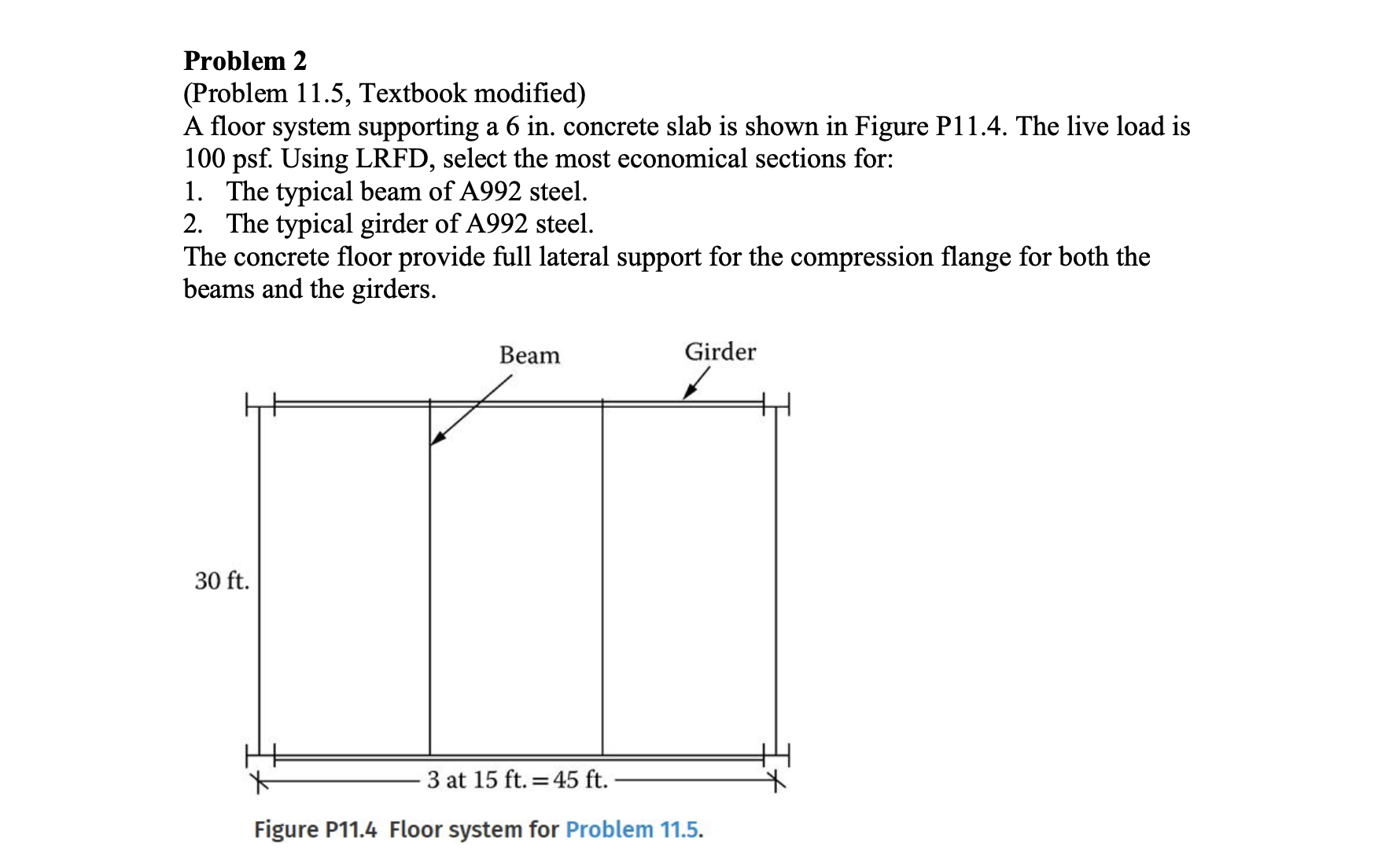 Problem 2 ( Problem 1 1 . 5 , Textbook modified )