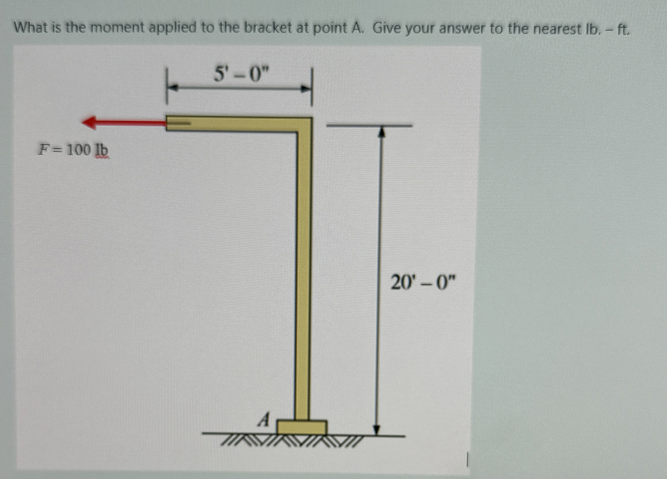 What is the moment applied to the bracket at