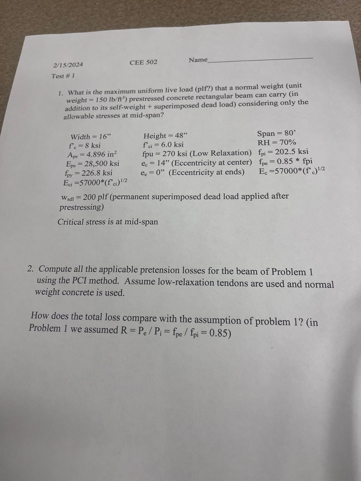 What is the maximum uniform live load ( plf ? )